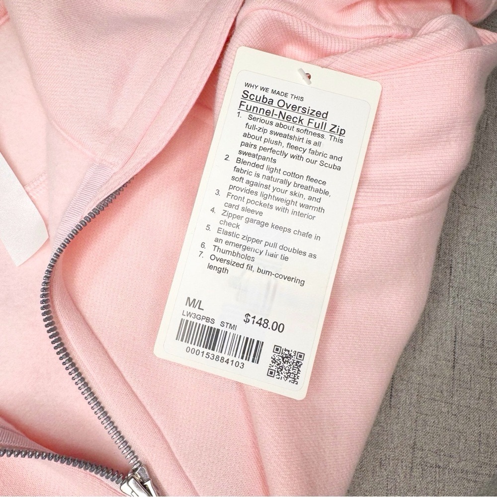 Lululemon Scuba Oversized Funnel Neck Full Zip Jacket Strawberry Milkshake NWT - Picture 14 of 14
